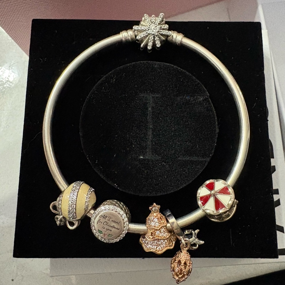 Pandora christmas charms and bracelet